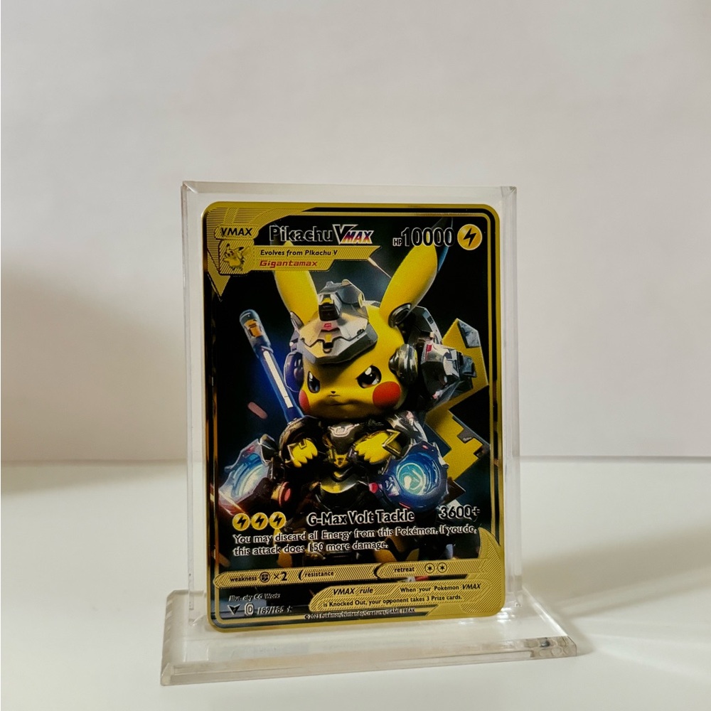 Pokemon Pikachu VMAX  METAL GOLD CARD  - Gift/Display Fan Art -